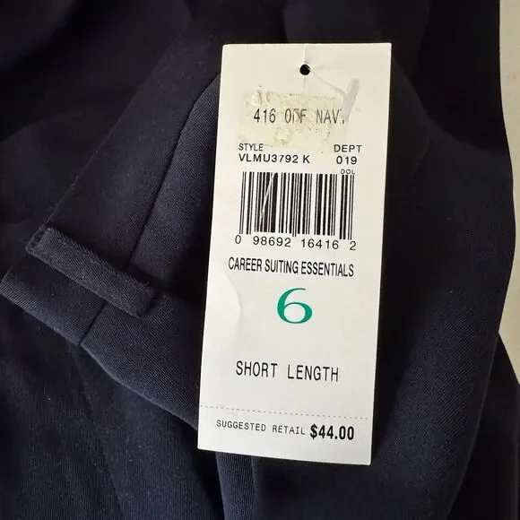 Villager Liz Claiborne Slacks Navy Blue Career Suit Essentials Pants sz 6 New - Picture 7 of 7